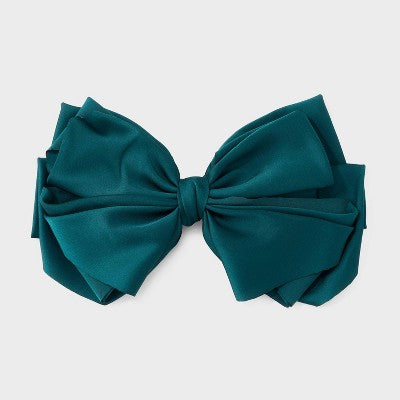 Satin Bow Hair Barrette - A New Day Teal Blue
