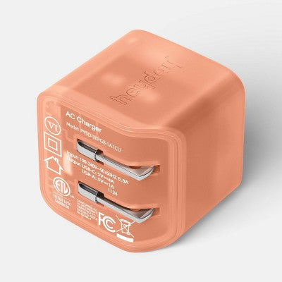 Dual Port 20W Translucent Jelly Wall Charger - heyday Peach: USB-C Quick Charge