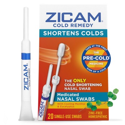 Zicam Cold Remedy Cold Shortening Medicated Zinc-Free Nasal Swabs - 20ct