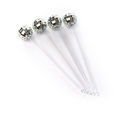 Disco Drink Stirrers: NPW Multicolored Plastic Cocktail Stirrers & Picks, Hand Wash, 8" Height