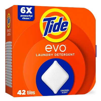 Tide EVO Original Laundry Detergent Tablets - 42ct: Box, Odor Control, Cold Water Detergent, Dye-Free