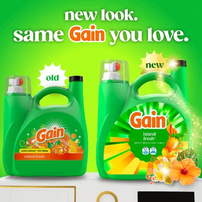 Gain Island Fresh Liquid Laundry Detergents 100 Loads - 132oz: Cold Water Detergent, Spill-Resistant Lid, Concentrated