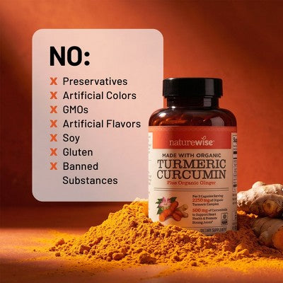 NatureWise Curcumin Turmeric 2250mg - 95% Curcuminoids & BioPerine Black Pepper Extract for Advanced Absorption - Vegan, Non-GMO 180 Capsules