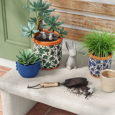 Terracotta Outdoor Floral Patterned Planter 6"x6.12" - Threshold