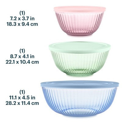Pyrex Simply Store Tint 6pc Lidded Mixing Bowl Set