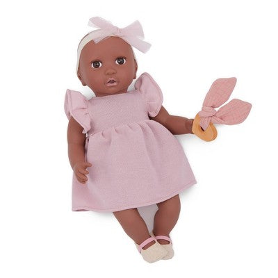 LullaBaby Baby Doll Clothing Set Pink Dress Pajama and Pink Star Bath Towel