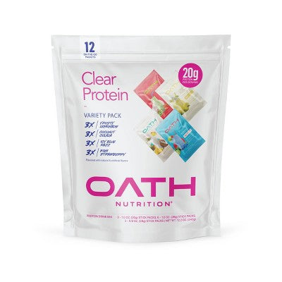 Oath Nutrition Variety Pack Clear Whey 12pk - Frosty Lemonade Icy Blue Kiwi Strawberry Coco Colada