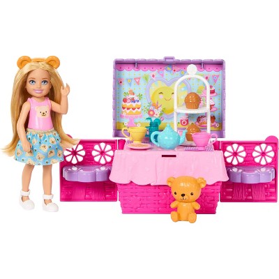 Barbie Family & Friends Club Chelsea Pop-Up Tea Party Playset with Small Doll & 10+ Accessories