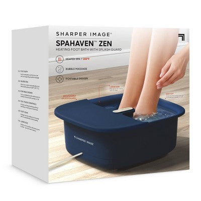 Sharper Image Massager Foot Bath Zen with Splash Guard - Navy
