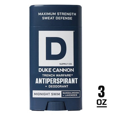 Duke Cannon Supply Co. Trench Warfare Men's Solid Antiperspirant & Deodorant Stick Midnight Swim - 3oz