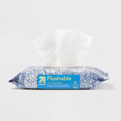 Flushable Cleansing Wipes - Fresh Scent - 2pk/60ct - up&up