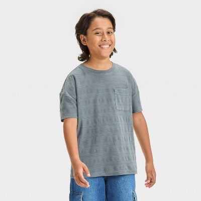 Boys' Short Sleeve Jacquard T-Shirt - Cat & Jack Charcoal Gray XS