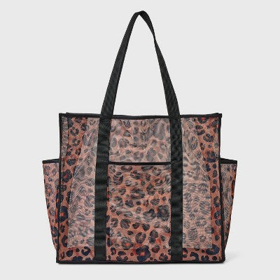 Mesh Tote Handbag - Shade & Shore Leopard Print
