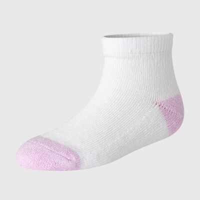 Hanes Toddler Girls' 6pk PURE Comfort with Organic Cotton Solid Athletic Socks - Purple/Pink/Gray 4T-5T