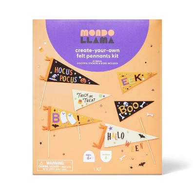 6ct Halloween Craft Felt Pennants Kit - Mondo Llama