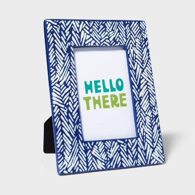 4"x6" Ceramic Silk Screen Picture Frame Blue - Tabitha Brown for Target: Contemporary Freestanding Rectangle Frame