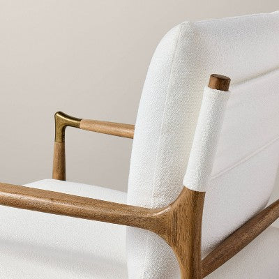Boucle Upholstered Accent Arm Chair with Brass Details (FA) - Natural/Aged Oak - Hearth & Hand with Magnolia (LOCAL PICKUP ONLY)