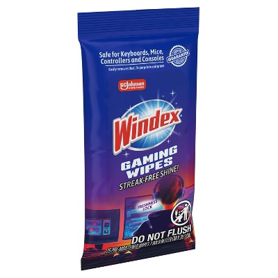 Windex Original Gaming All-Purpose Cleaners Wipes - 25ct: Resealable Bag, Streak-Free Surface, Removes Dust, Multi-Surface