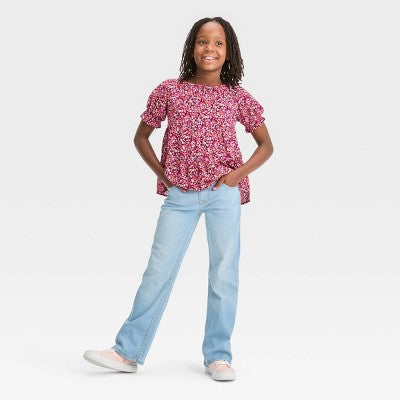 Girls' Mid-Rise Bootcut Jeans - Cat & Jack Light Wash 12 Slim