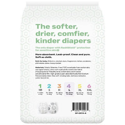 Parasol Clear+Dry Natural Disposable Diapers - Size 4 - 8ct