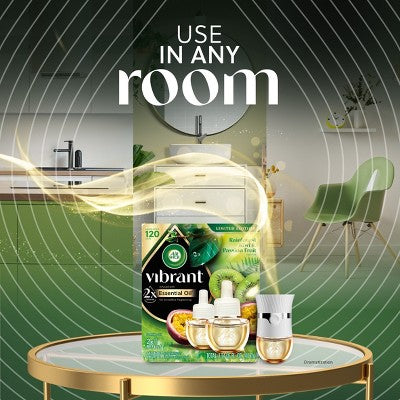 Air Wick Vibrant Scented Oil Air Freshener Refills - Rainforest Kiwi & Passion Fruit - 0.67 fl oz/2ct