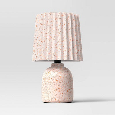 Mini Printed Ceramic Base Table Lamp with Printed Pleated Shade Peach - Room Essentials