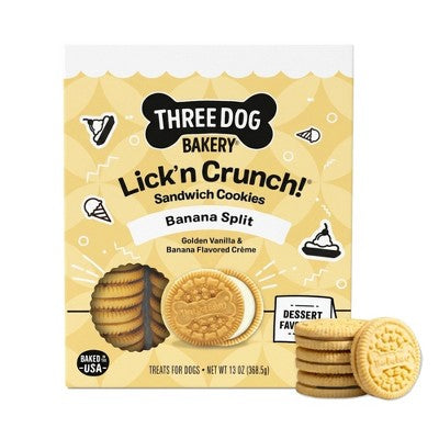 Three Dog Bakery Banana Splitz Lick'n Crunchy Dog Treats - 13oz