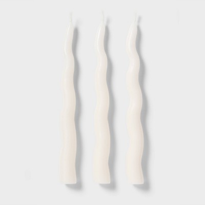 6pk Taper Candle Set White Wavy - Room Essentials