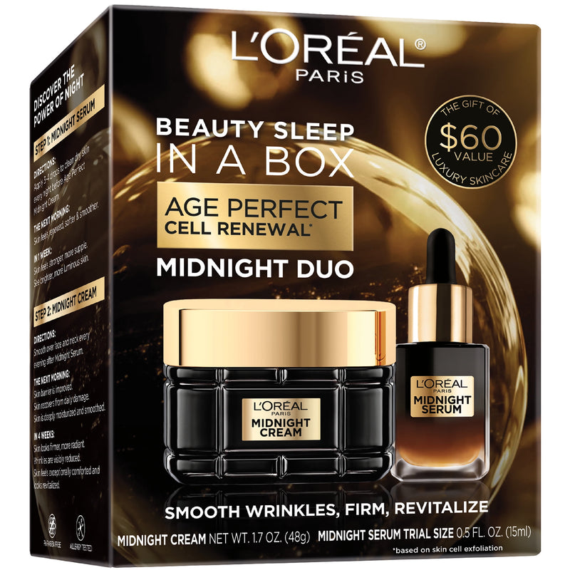 L'Oreal Paris Age Perfect Cell Renewal Duo Bundle with Midnight Face Cream and Face Serum