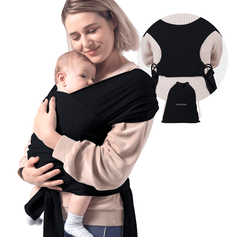 Momcozy Baby Wrap Carrier,  Adjustable Baby Carriers for Newborn to Toddler 744 lb (about 036 months), Black