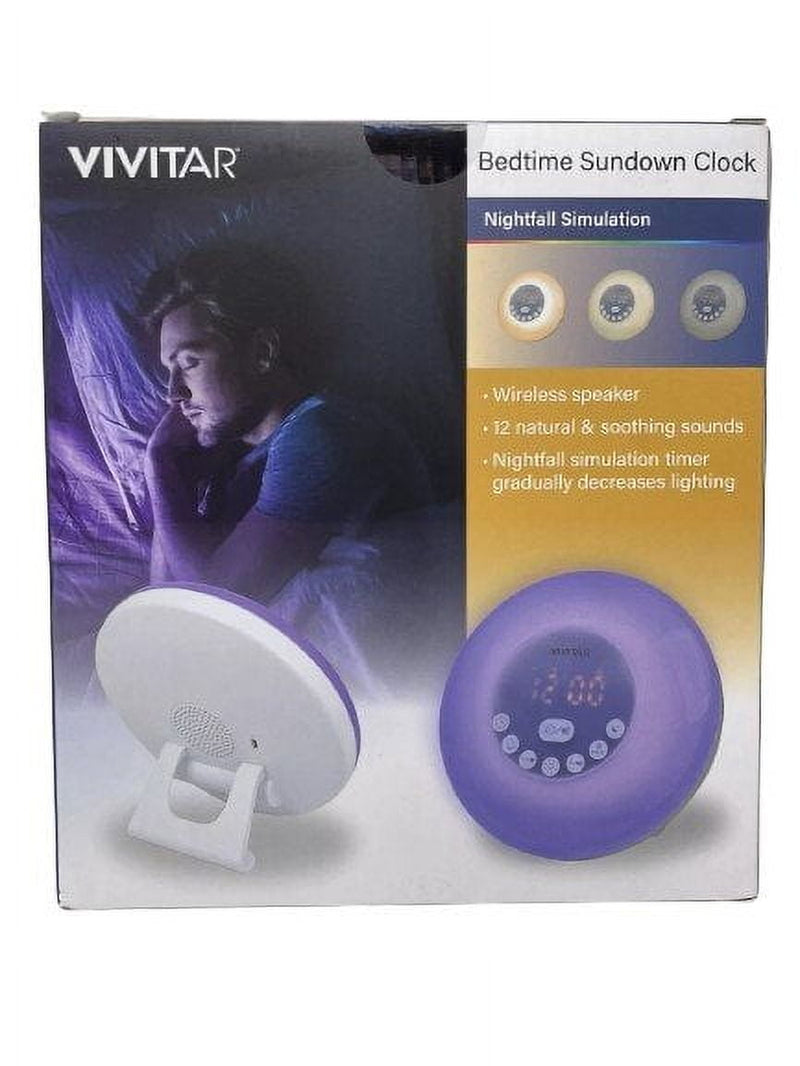 Vivitar Wake-Up Sunrise & Bedtime Clock Bluetooth Wireless Speaker, 12 Sounds