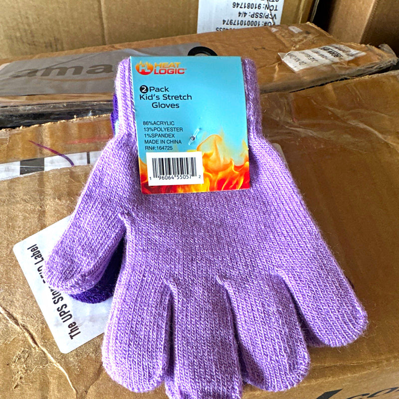 Heat Logic Kids Stretch Knit Gloves 2-Pack Purple Acrylic/Poly/Spandex One Size